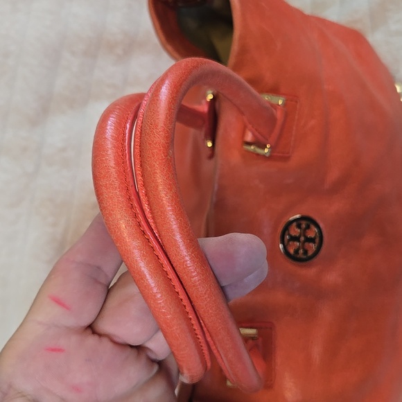 Tory Burch Orange Leather Tote Bag With Crossbody Strap - Picture 4 of 10
